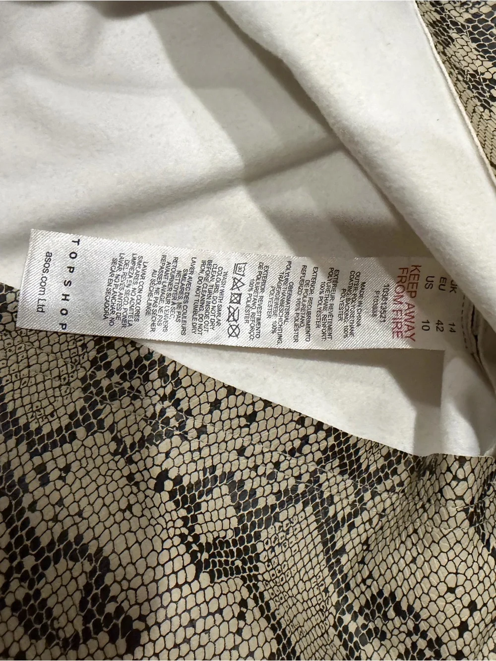 Topshop Beige Snake Print Tie-Waist Mini Skirt